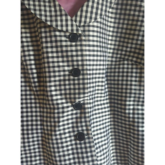 Maggy London Silk Jacket Blazer Black & White Checkered 3/4 Sleeve Sz: 10 - Picture 4 of 7